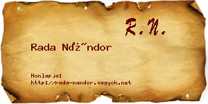 Rada Nándor névjegykártya